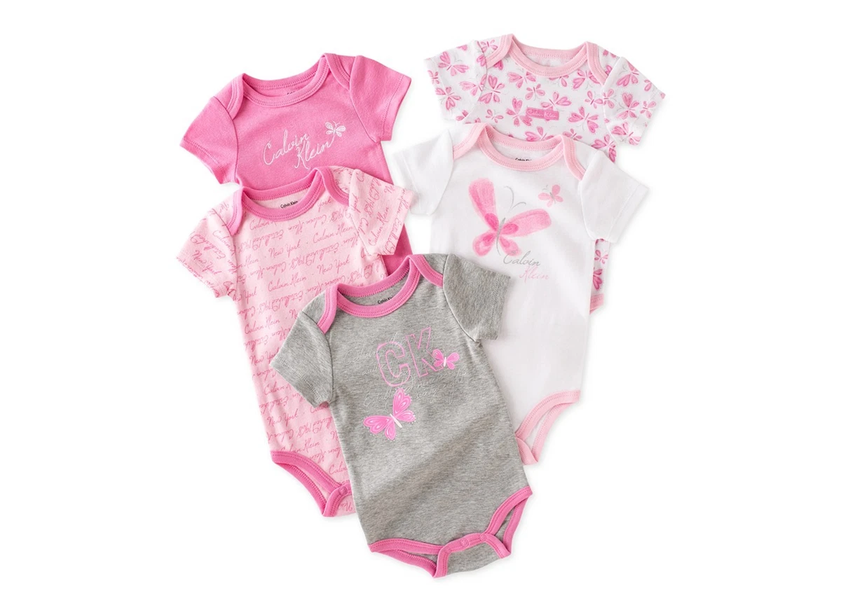 Calvin Klein Baby Girl 5-Pack Bodysuits 0-9 months MSRP $42 eBay