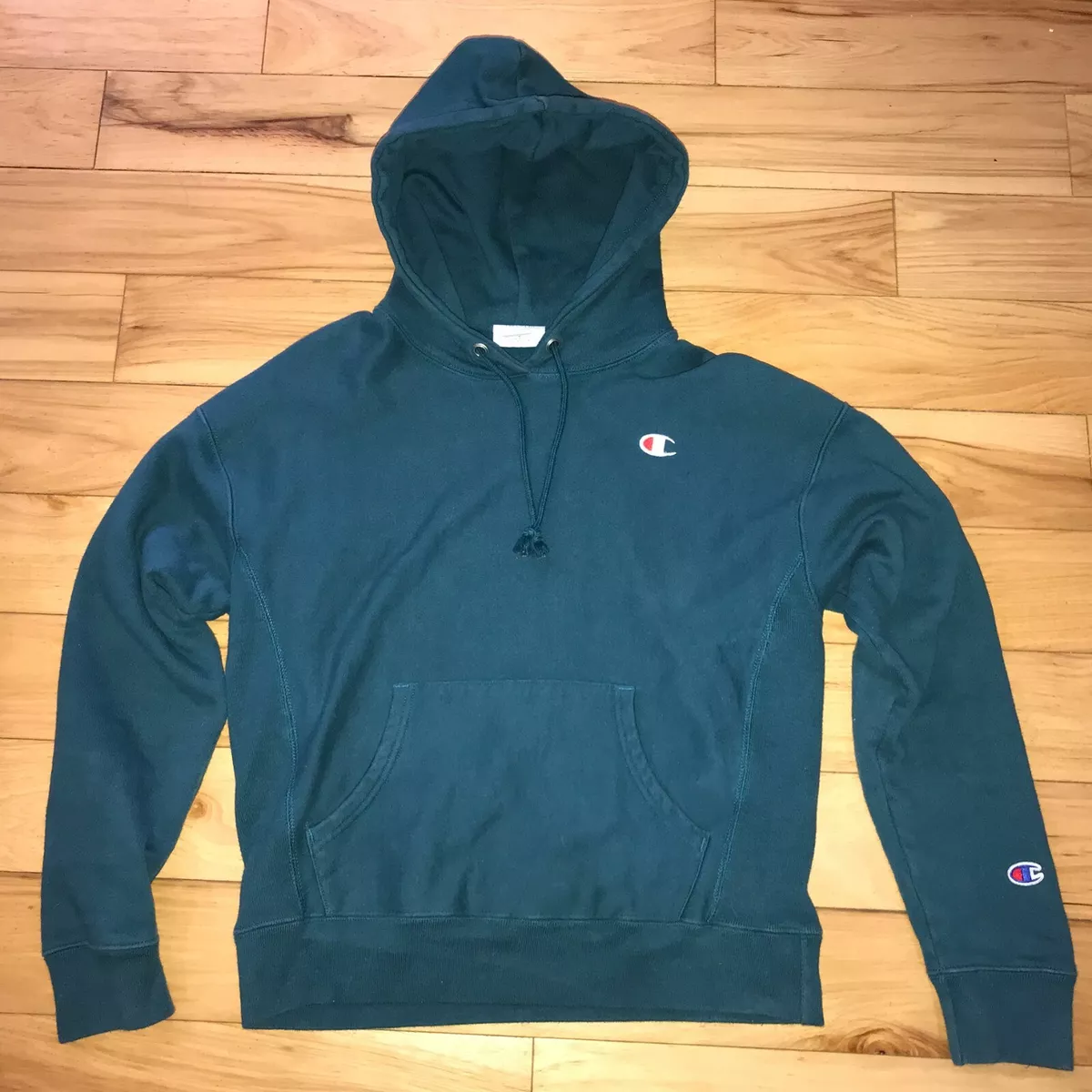 Vintage Champion Reverse Weave Hoodie Sweatshirt Size M Dark Teal