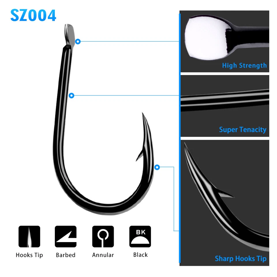 200pcs Soft Insect Hook Jig Fishing Single Hooks Black HIgh Carbon Steel Fishook - Image 3 of 4