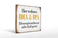 Holzschild Spruch 40X30 Cm Hier Wohnen Opa Und Oma Retro Deko Schild