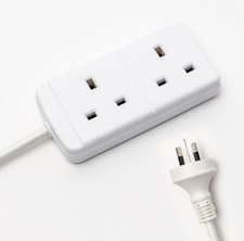 UK to Cook Island Travel Adapter 2 Sockets 1m Extension Lead Type I