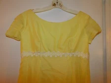 VTG LORRIE DEB DRESS 60s 70s SAN FRANCISCO DAISY EMPIRE WAIST MAXI CHIFFON LINED