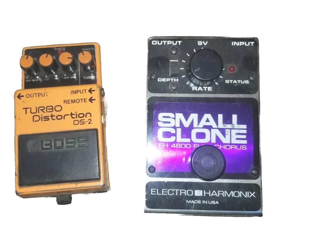 Boss EHX Guitar Pedals Turbo Distortion Small Clone Chorus
