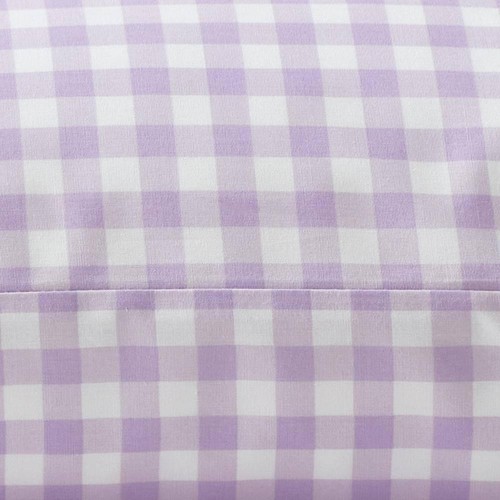 Company Kids Sheet Set Twin XL 3-Piece Plaid Adult Cotton Percale Gingham Lilac - Picture 7 of 7