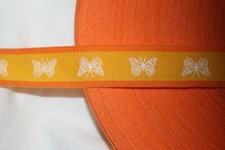 10 yards orange yellow white butterflies butterfly grosgrain ribbon 3/4" wide