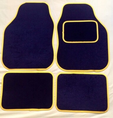 FOR: CITROEN C4 PICASSO - UNIVERSAL CAR FLOOR MATS BLACK CARPET & YELLOW TRIM