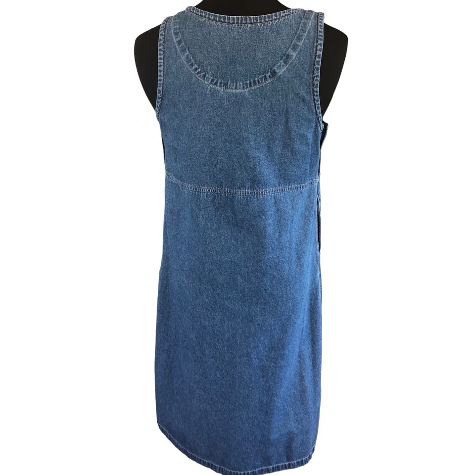 Vestido midi causal de mezclilla sin mangas bordado talla grande elementos clásicos 18/16W Foto 2 de 4