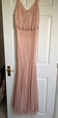 Amelia Rose Soft Peach/Pink embellished maxi dress. Size 8, Worn Once