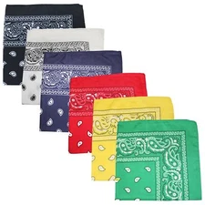 Pack of 3 X-Large Polyester Non Fading Paisley Bandanas 27 x 27 In - Party and