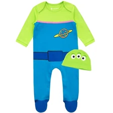 Disney Toy Story Alien Sleepsuit and Hat Baby 0-18 Months Baby Grow Blue Green