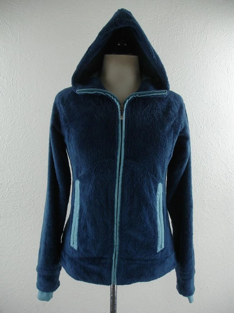 Women's sz S Mountain Hardwear Panina Blue Fleece Hoodie Jacket Deep Pile Hooded