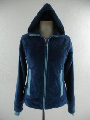 Women's sz S Mountain Hardwear Panina Blue Fleece Hoodie Jacket Deep Pile Hooded