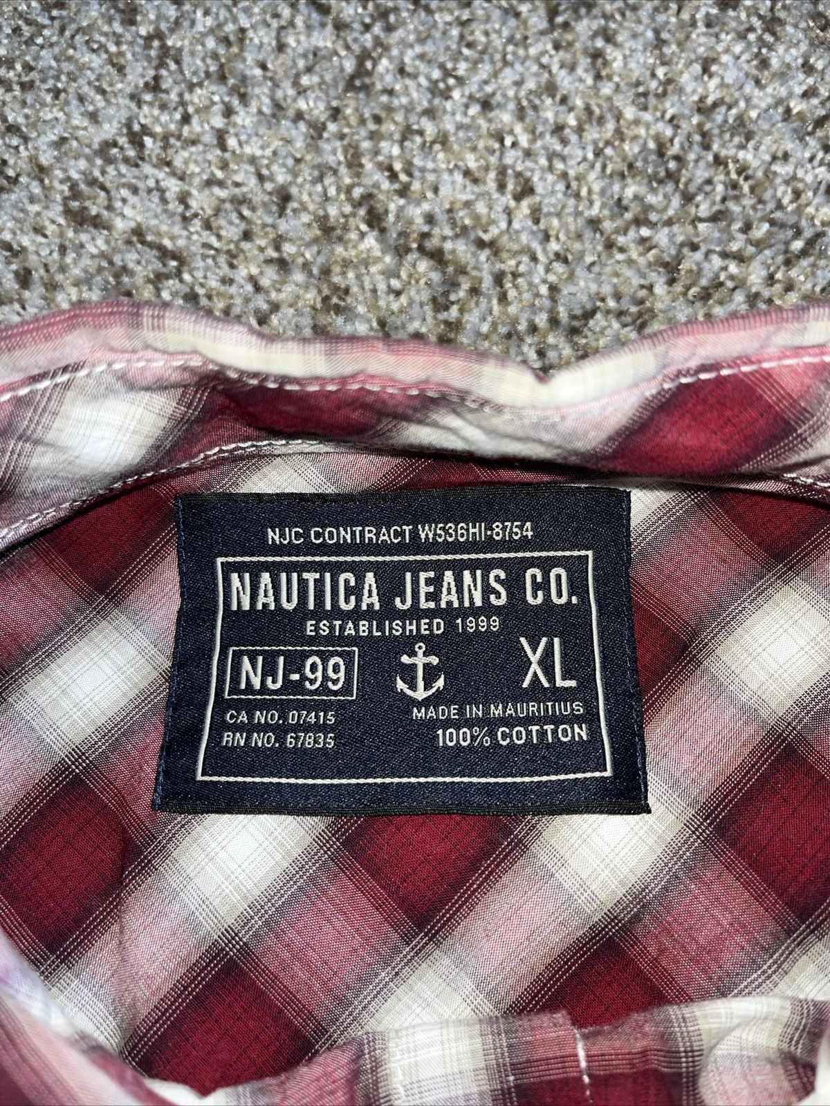 Nautica Jeans Co Mens XL Red Plaid Long Sleeve Button Up Logo Shirt - View 4