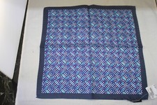 Bugatchi Men's Indigo Blue Geometric Print Pocket Square 13 inches Sq