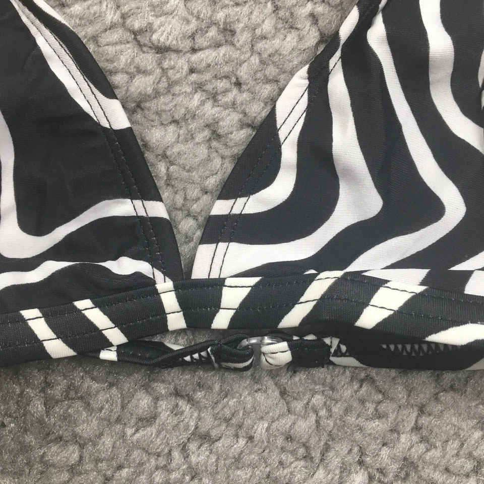 Sun Streak Newport News женщин бикини купальник Sz 8 черный зебра с бретелью через шею новый с Ярлыками - Изображение 3 из 4