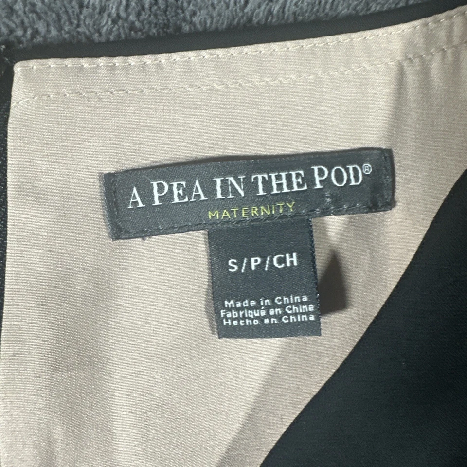 Pea In The Pod Maternity SS Cocktail Knee Dress SzS Black Nude V Cut Out Classic - Image 3 of 4