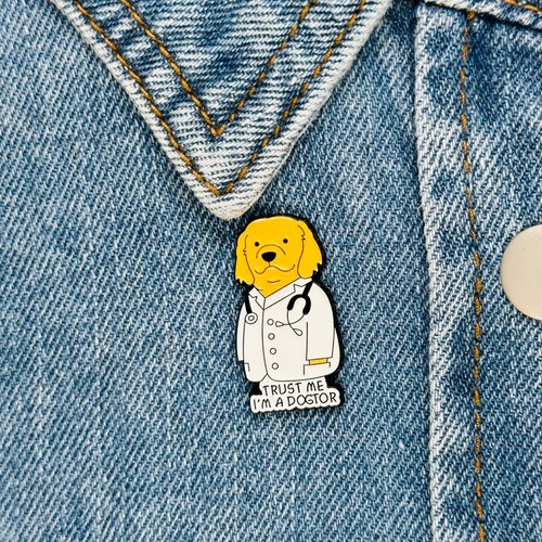 🤩TRUST ME I'M A DOGTOR Enamel Pin Dog Doctor Cute Cartoon Decorative ...