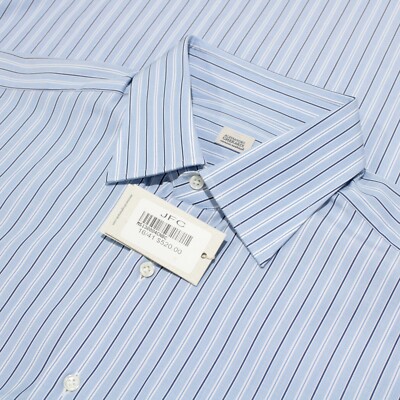 Alessandro Gherardi NWD Cotton Dress/Casual Shirt Size 16/41 US In Blues Striped