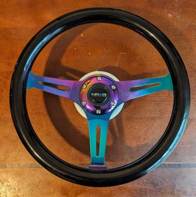 Nrg Innovation Neochrome And Black Woodgrain Steering Wheel. 350mm