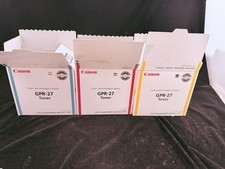 Lot of 3 Genuine OEM Canon GPR-27 Cyan Magenta Yellow Toner