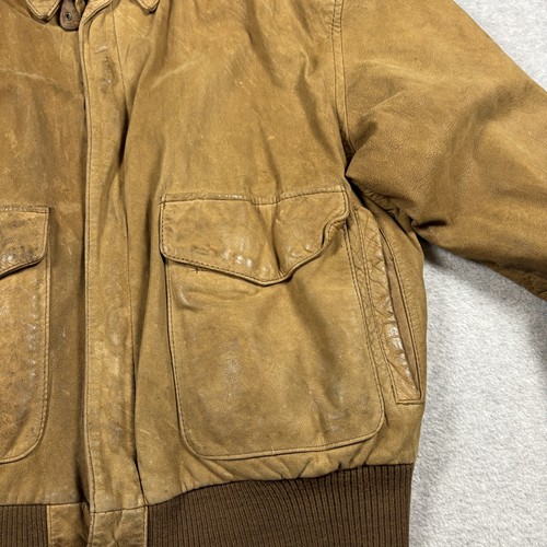 Vintage Global Identity G-III Leather Bomber Pilot Jacket Mens S Tan - Picture 6 of 14