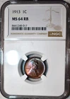 NGC MS-64 RB 1913-P Lincoln Cent, Razor-Sharp, Red-Brown specimen.
