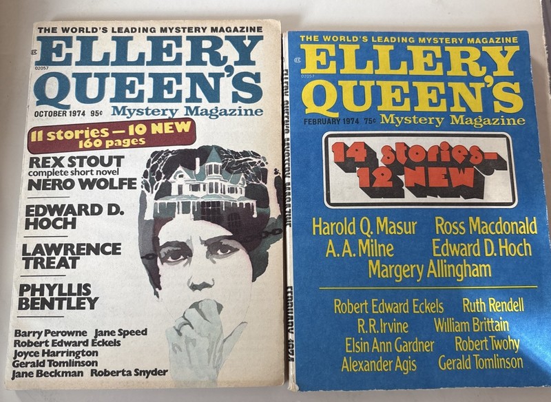 Ellery Queen’s Mystery Magazine Lot. Feb. and Oct. 1974. Good Condition.