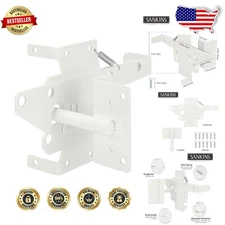 Durable Self-Locking Gate Latch - Heavy Duty White Steel, Pool & Garden Security