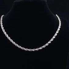 VFK 14K White Gold-Filled 3Mm Rope Chain 24'' – Elegant Timeless Necklace