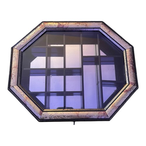 Octagon Mirrored Curio Cabinet Shadowbox Wall Hanging Miniature Display Jewelry 