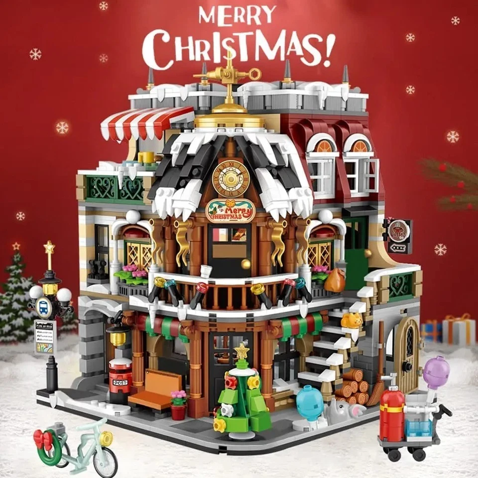 LOZ 1054 2506Pcs City Street View Mini Christmas Cafe House Building Blocks Set - Image 2 of 4