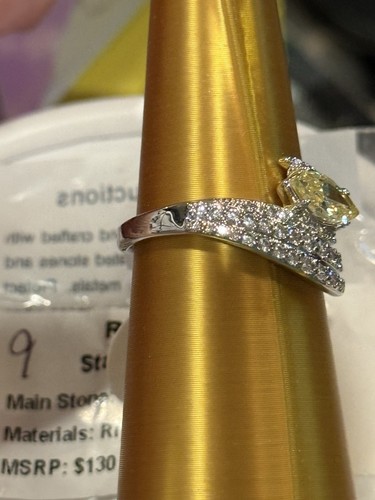 Bomb Party Ring RBP8635 Size 9 Starlight Drops Lemon CZ on Rhodium Plating - Picture 3 of 5