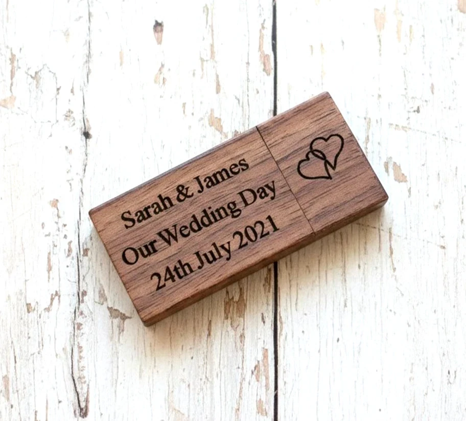 Personalised Engraved Wood USB 16GB Memory Stick Drive Wedding Photos Gift - Image 3 of 4