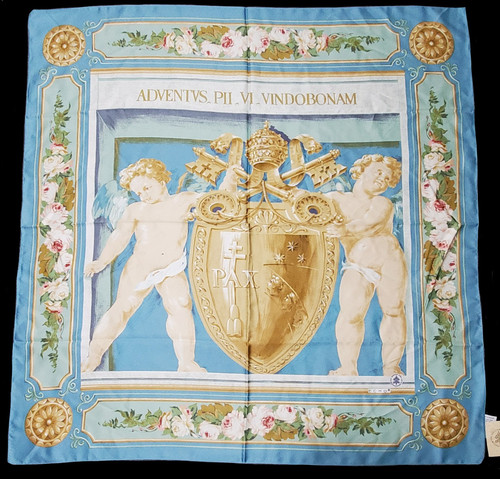 NWT Echo The Vatican Library Collection Scarf Cherubs Rose Design Italy 34x34" - Picture 1 of 11