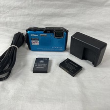 Nikon Coolpix AW110 Camera Bundle Blue 16MP Waterproof GPS WiFi Rugged 5x Zoom