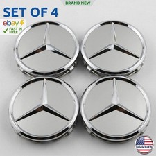 Mercedes Benz Set Of 4 Silver 75 Mm2.95in Wheel Center Caps Fits Most Models Mercedes Benz Set Of 4 Silver 75 Mm2.95in Wheel Center Caps Fits Most Models
