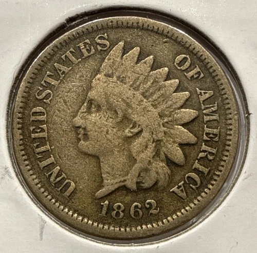1862 Indian Head Cent Copper Nickel 1C Penny Copper Coin - VG (U183)