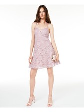 BCX Womens Fit + Flare Mini Dress Pink Spaghetti Strap Formal Juniors 3