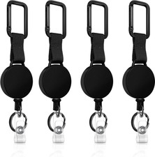 Retractable Keychain 4 Pieces Heavy Duty Carabiner Badge Holder Retractable Badg