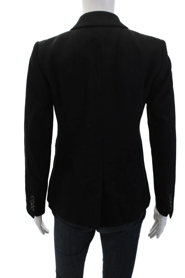 Ann Taylor Womens Classic Collared Button Blazer Black Size 00P - Image 3 of 4