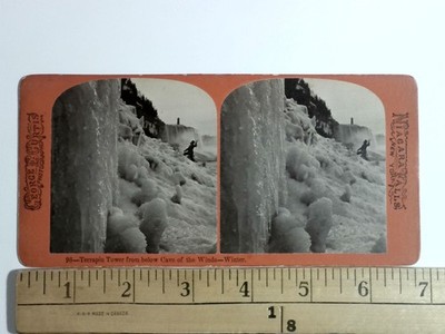 1872 George Curtis Stereoview Throwing Dynamite Into Ice Dam & Terrapin Tower