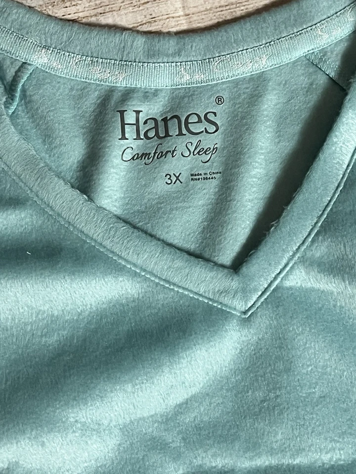 Conjunto de pijama Hanes Comfort lã dormir verde floco de neve tamanho 3X feminino - Imagem 2 de 4