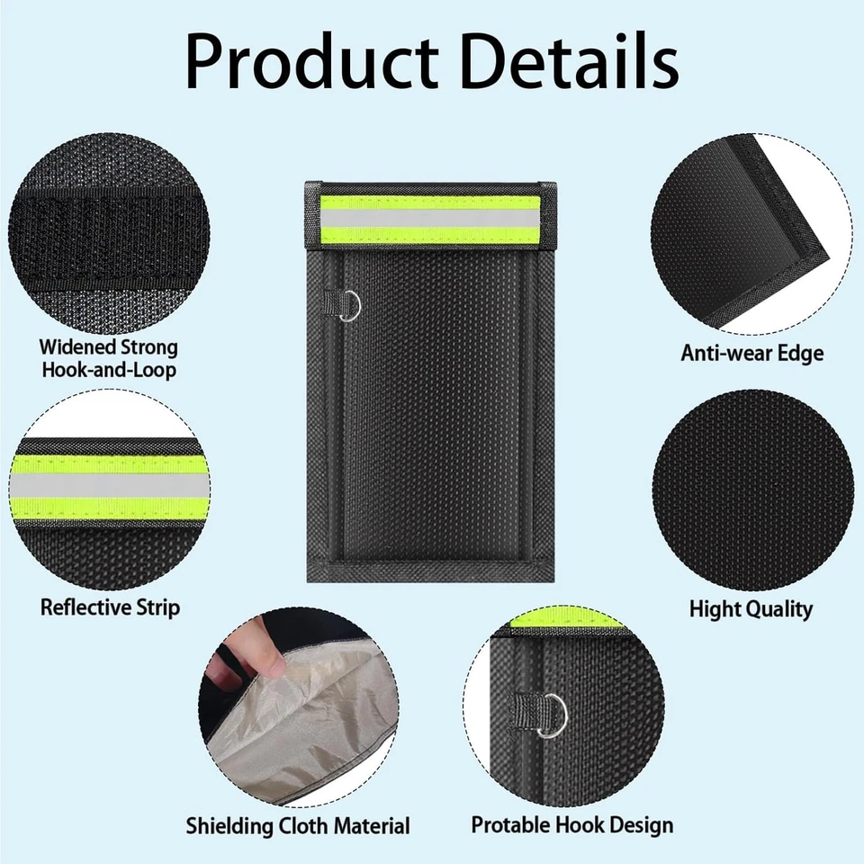 2 Pack Faraday Bags for Phones & Car Keys, Cell Phone Signal Blocking Pouch - Image 2 of 4