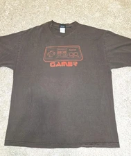 Vintage Nintendo Mens Tshirt Controller Graphic Brown Size XL? Gamer NES