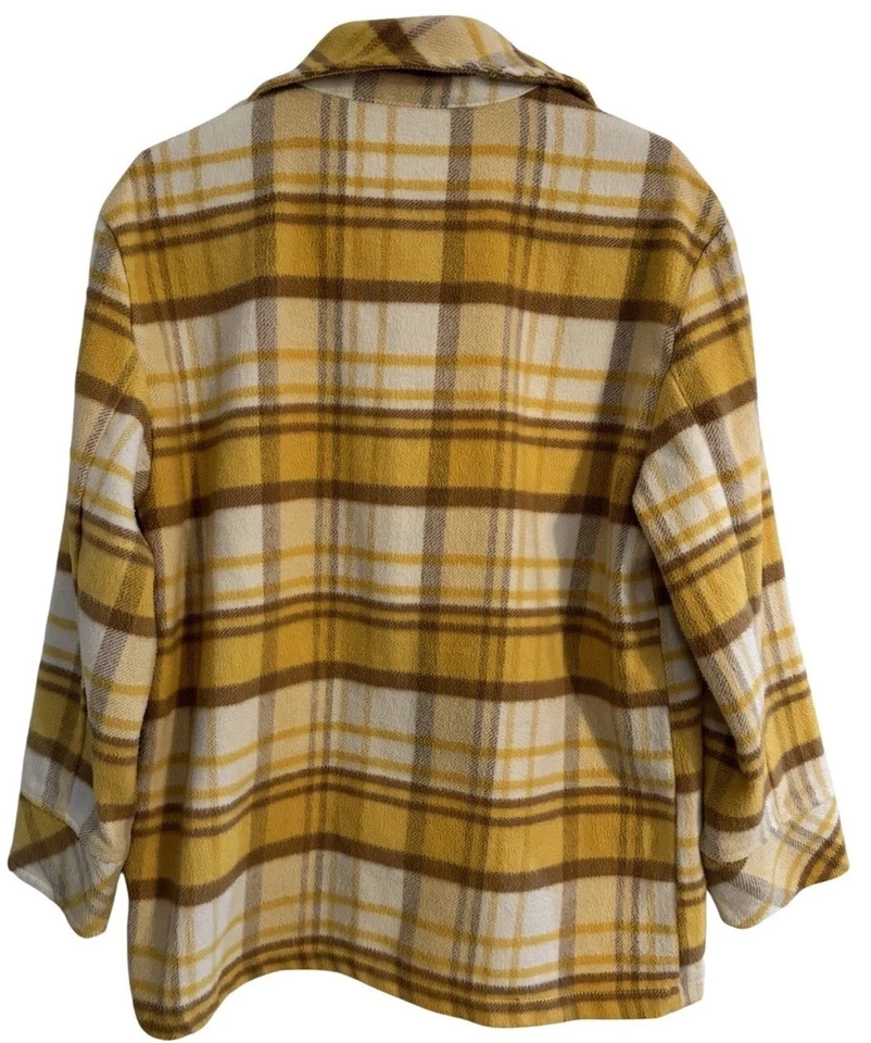 Kensie Jeans Plaid Shacket Flannel Women’s Small w/Pockets Vibrant Yellow Comfy* - Image 4 of 4