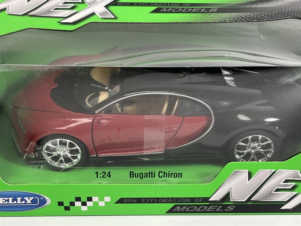 Bugatti Chiron Red Black 1:24 Scale Welly 24077RD B26 - Image 2 of 4