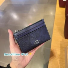 NWT Coach Mini Skinny Id Case In Signature Canvas CCS50 Navy Blue