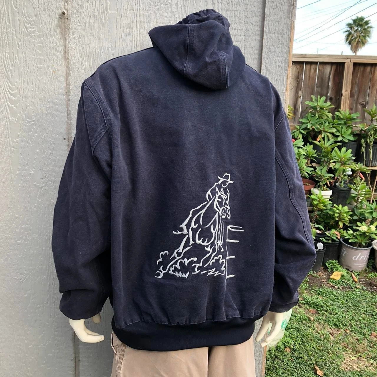 Vintage Carhartt Navy Embroidered Western Jacket Size 2XL