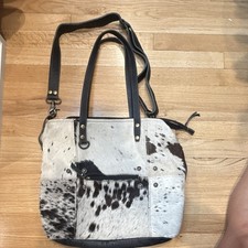 Myra Bag Black & White Animal Print Shoulder ...