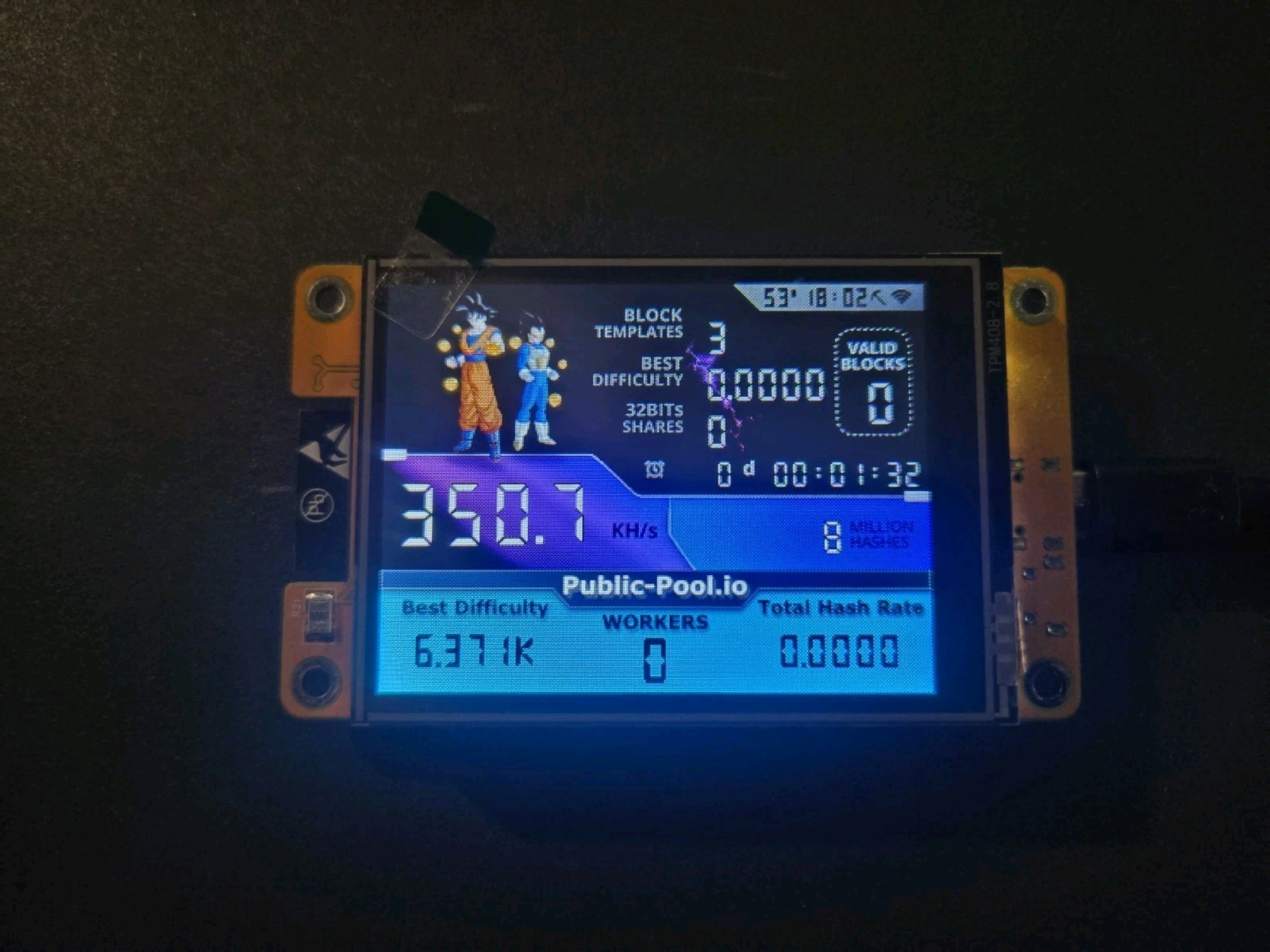 Nerdminer V2-Upgraded ☆DBZ Edition #2☆ Bitcoin Solo Nerd Miner (No Case)